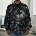 Black And White Owl Print Men's Shirt Jacket