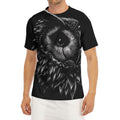 Black And White Owl Print Men's Short Sleeve Rash Guard