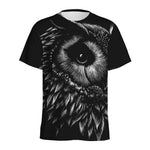 Black And White Owl Print Men's Sports T-Shirt