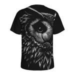 Black And White Owl Print Men's Sports T-Shirt