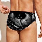 Black And White Owl Print Men's Swim Briefs