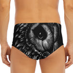 Black And White Owl Print Men's Triangle Swim Briefs