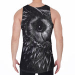 Black And White Owl Print Men's Velvet Tank Top