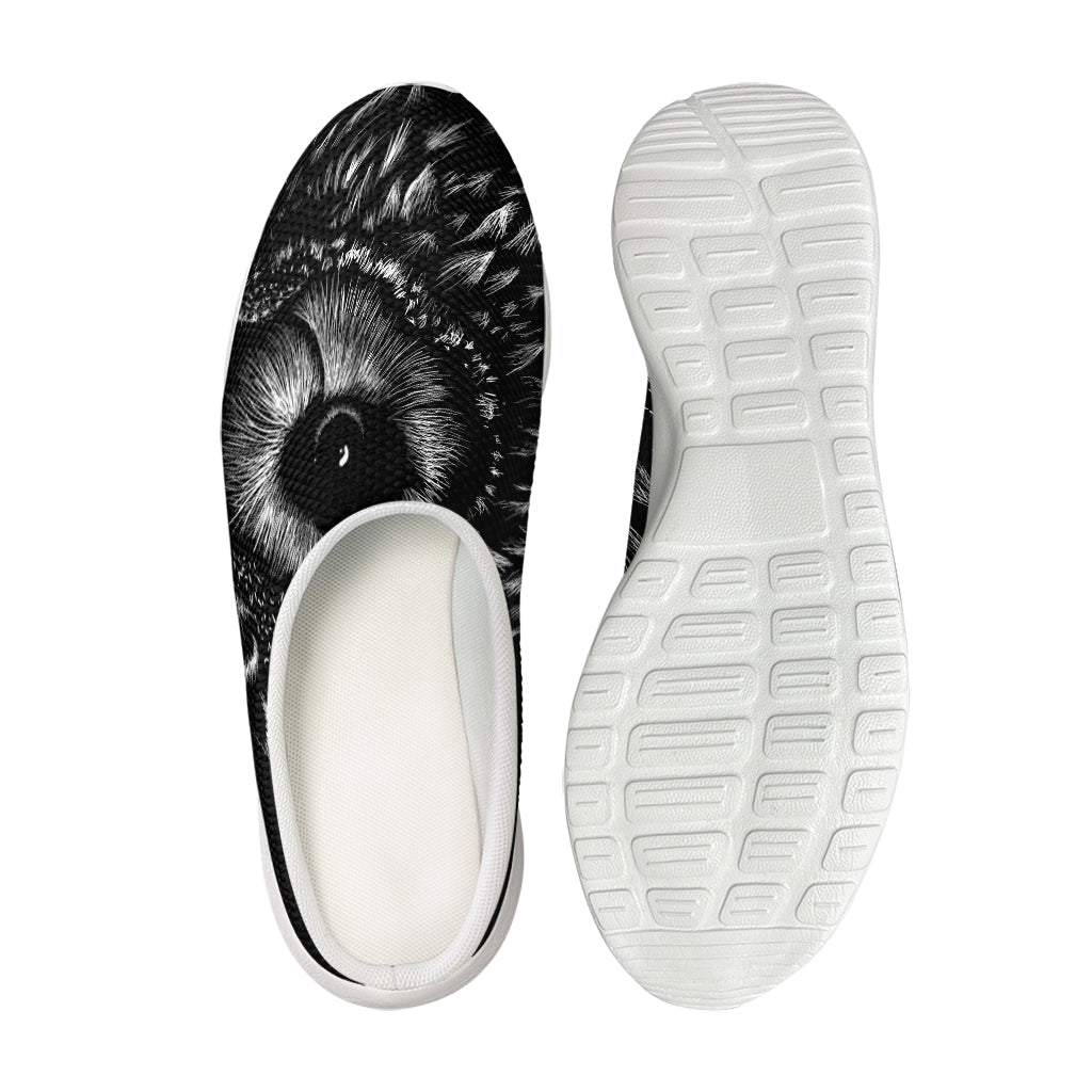 Black And White Owl Print Mesh Casual Shoes