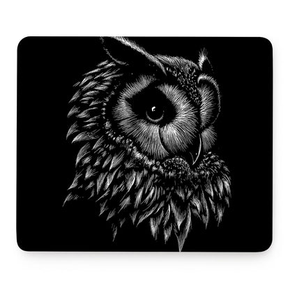 Black And White Owl Print Mouse Pad