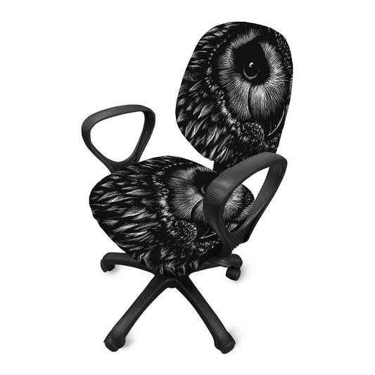 Black And White Owl Print Office Chair Cover