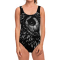 Black And White Owl Print One Piece Swimsuit