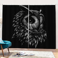 Black And White Owl Print Pencil Pleat Curtains