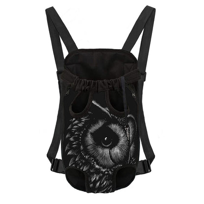 Black And White Owl Print Pet Carrier Backpack