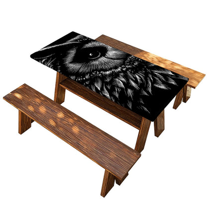 Black And White Owl Print Picnic Table Cover