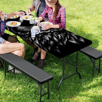 Black And White Owl Print Picnic Table Cover