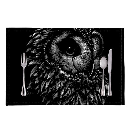 Black And White Owl Print Placemat