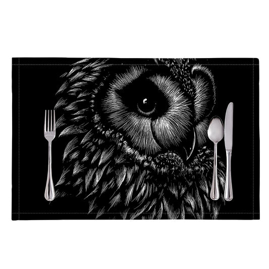 Black And White Owl Print Placemat