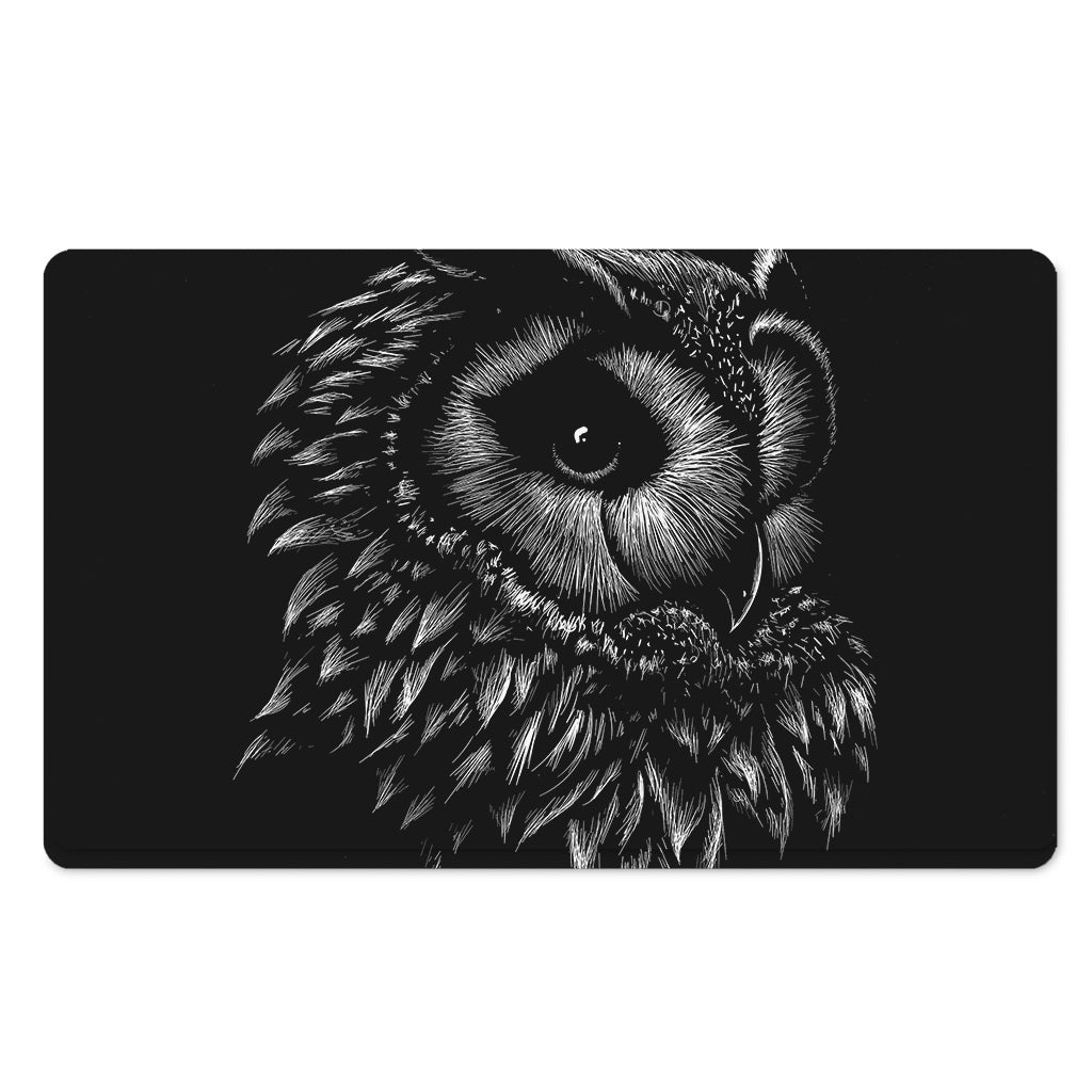 Black And White Owl Print Polyester Doormat