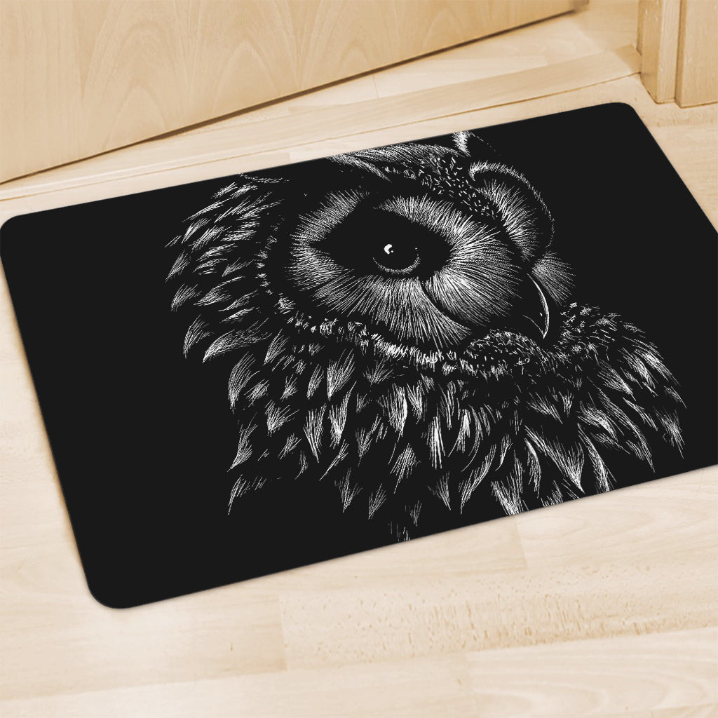 Black And White Owl Print Polyester Doormat
