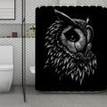 Black And White Owl Print Polyester Shower Curtain