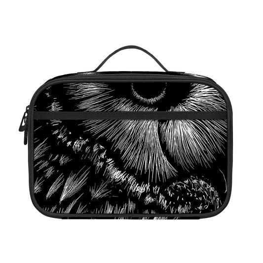 Black And White Owl Print Portable Lunch Bag