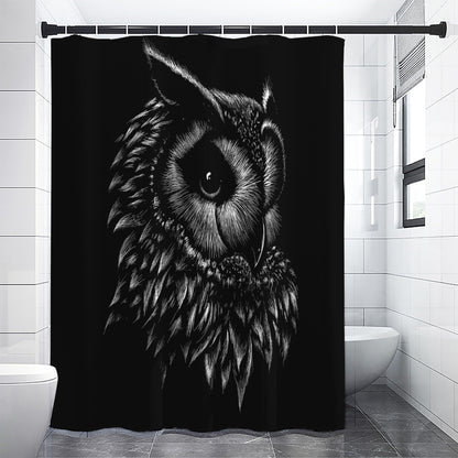 Black And White Owl Print Premium Shower Curtain