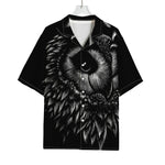 Black And White Owl Print Rayon Hawaiian Shirt