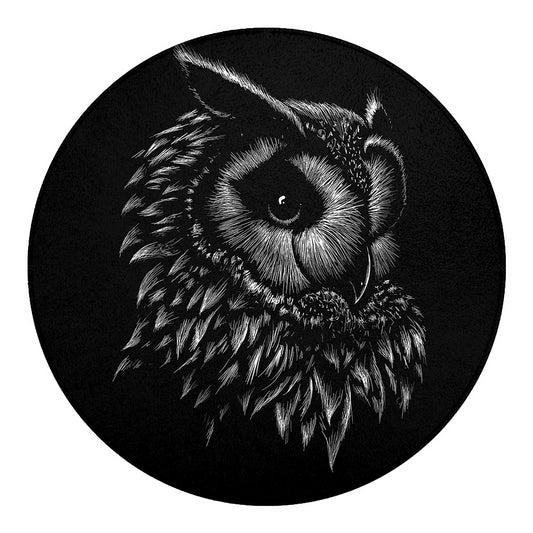 Black And White Owl Print Round Blanket