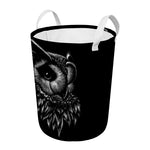 Black And White Owl Print Round Laundry Basket