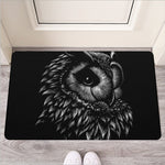 Black And White Owl Print Rubber Doormat