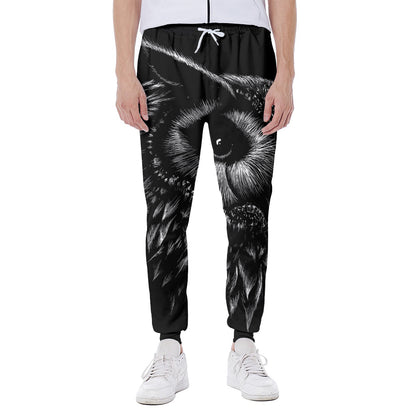 Black And White Owl Print Scuba Joggers
