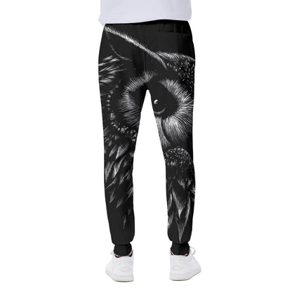 Black And White Owl Print Scuba Joggers