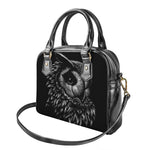 Black And White Owl Print Shoulder Handbag