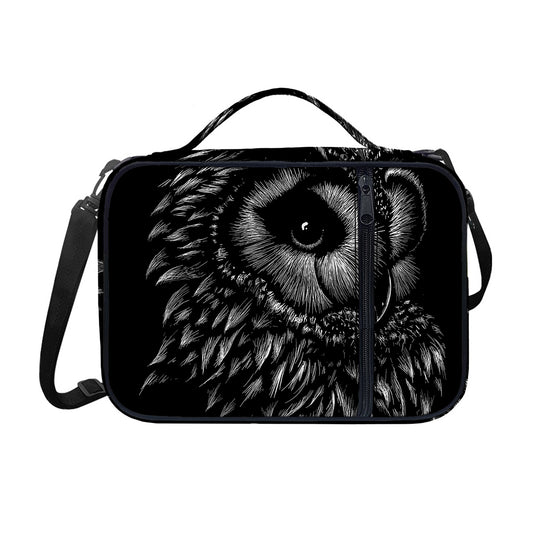 Black And White Owl Print Shoulder Strap Bible Bag