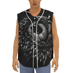 Black And White Owl Print Sleeveless Baseball Jersey