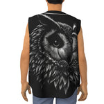 Black And White Owl Print Sleeveless Baseball Jersey