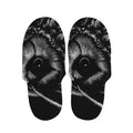 Black And White Owl Print Slippers