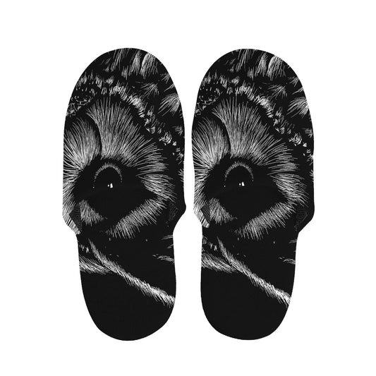 Black And White Owl Print Slippers