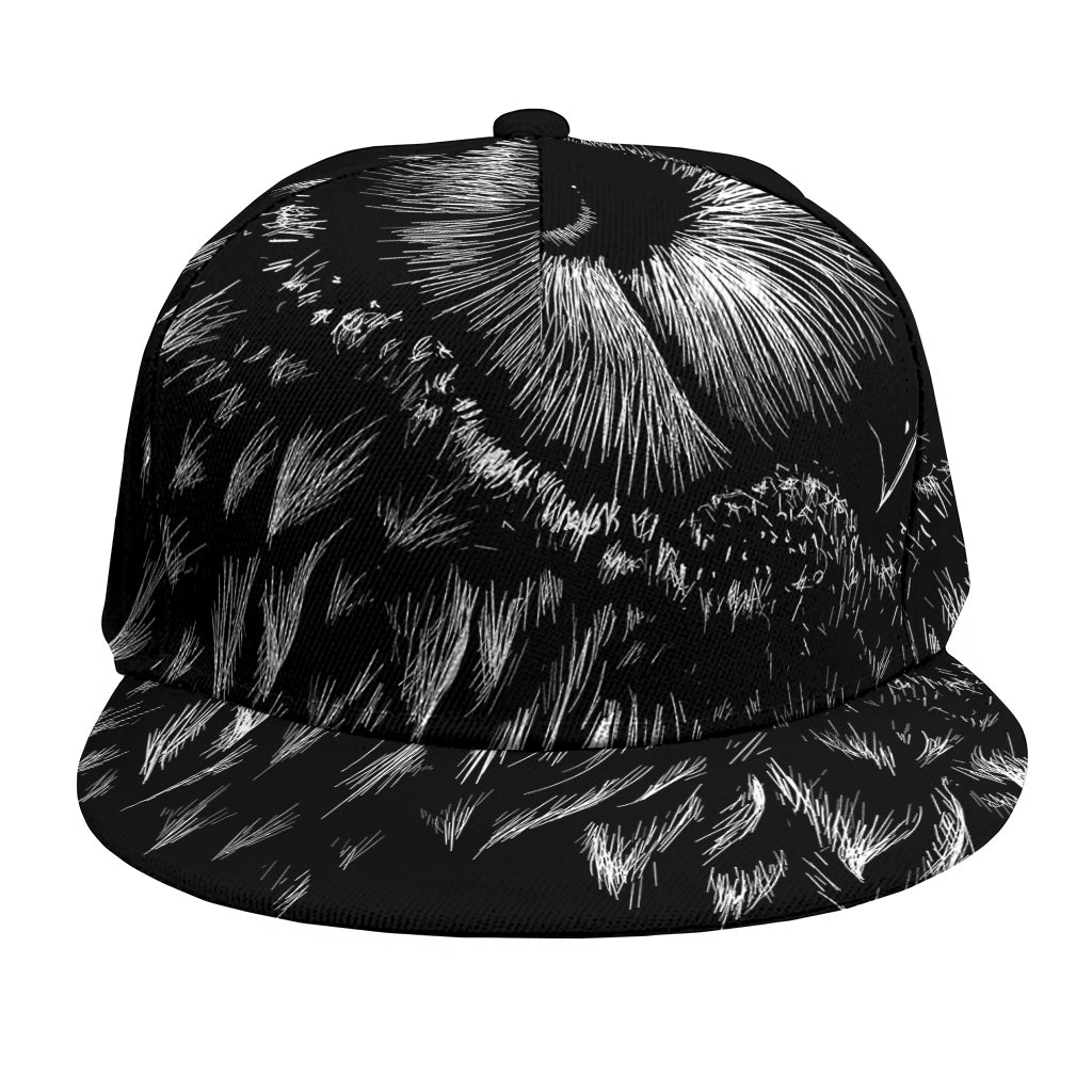 Black And White Owl Print Snapback Cap