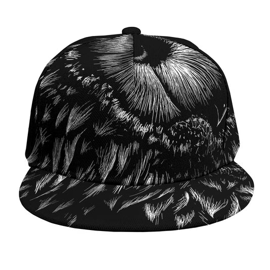 Black And White Owl Print Snapback Cap