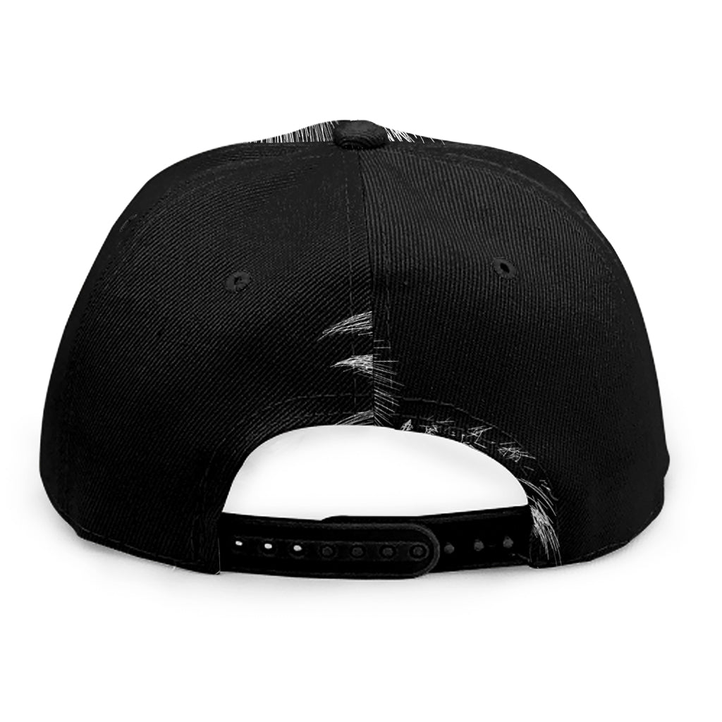 Black And White Owl Print Snapback Cap