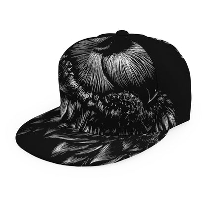 Black And White Owl Print Snapback Cap