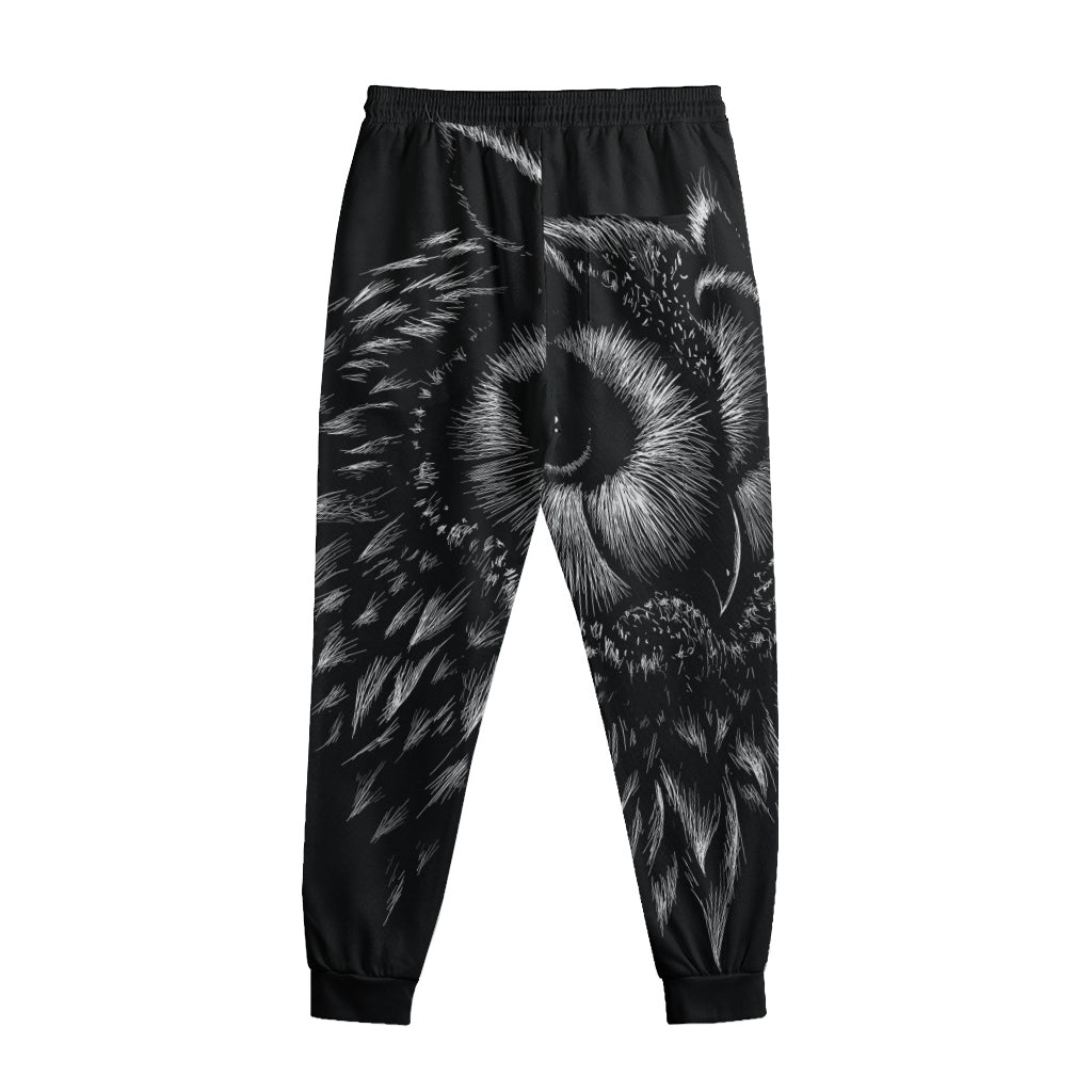 Black And White Owl Print Sweatpants