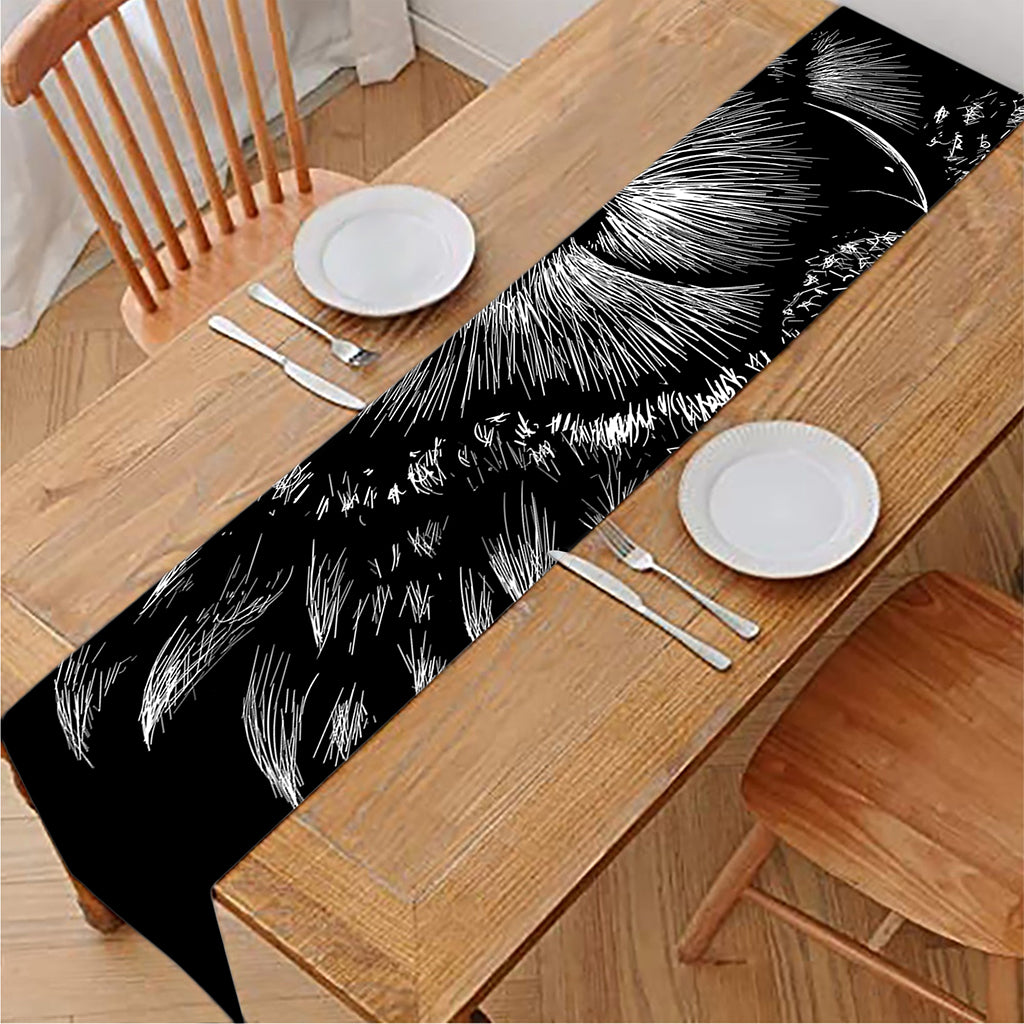Black And White Owl Print Table Runner