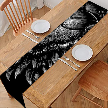 Black And White Owl Print Table Runner
