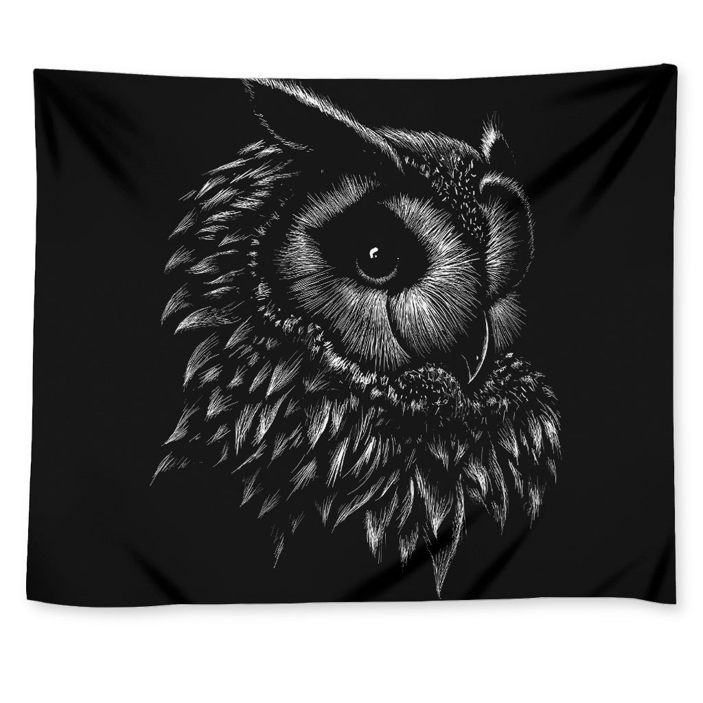 Black And White Owl Print Tapestry