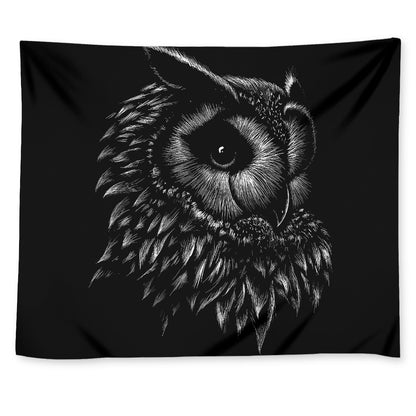 Black And White Owl Print Tapestry