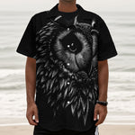 Black And White Owl Print Textured Short Sleeve Shirt