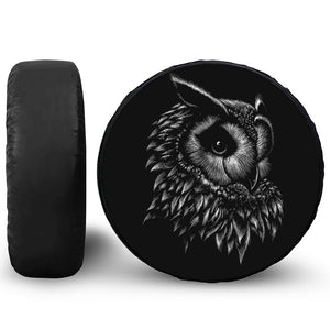 Black And White Owl Print Tire Cover