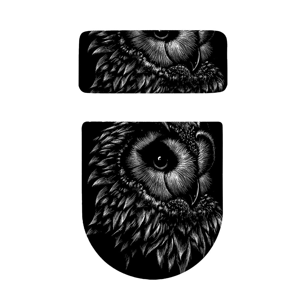 Black And White Owl Print Toilet Lid And Tank Cover Set