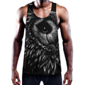Black And White Owl Print Men's Workout Tank Top
