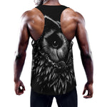 Black And White Owl Print Training Tank Top