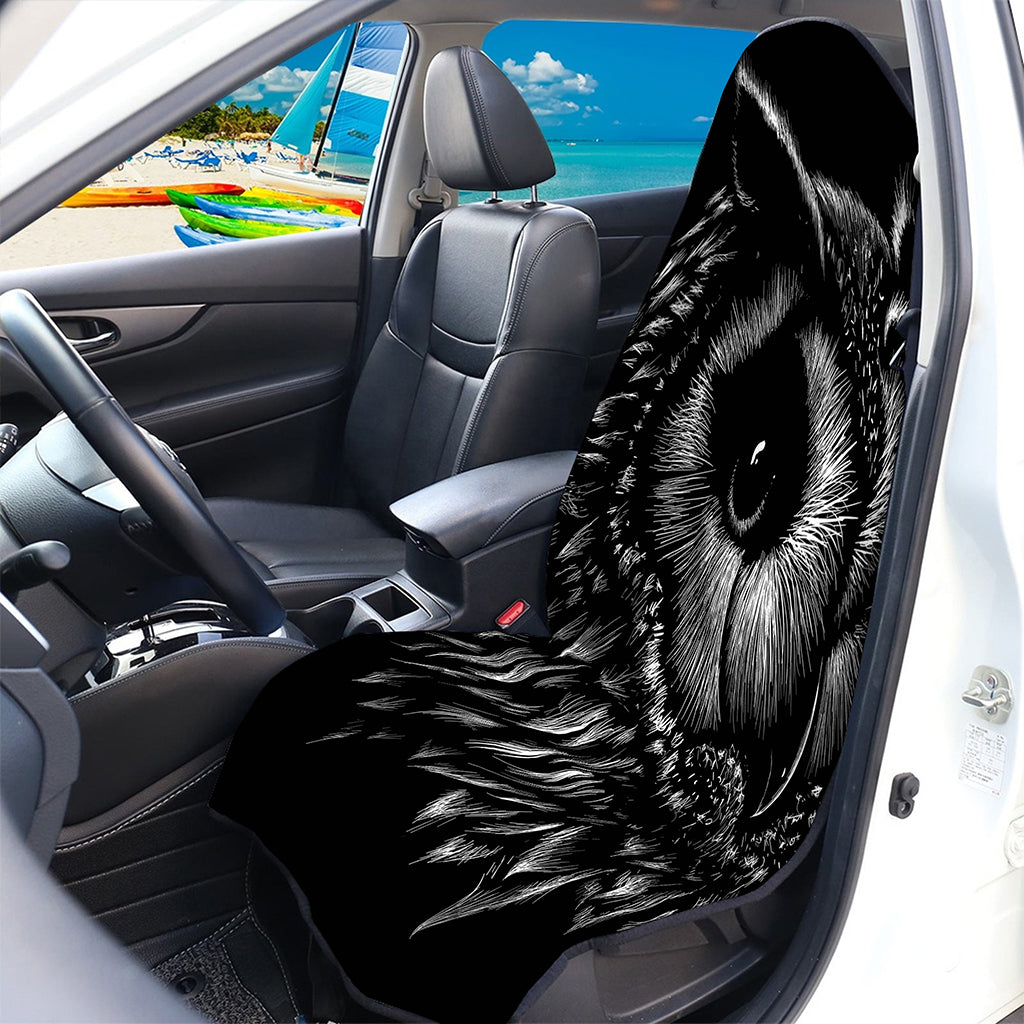 Black And White Owl Print Waterproof Car Seat Cover