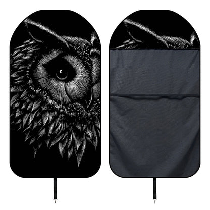 Black And White Owl Print Waterproof Car Seat Cover